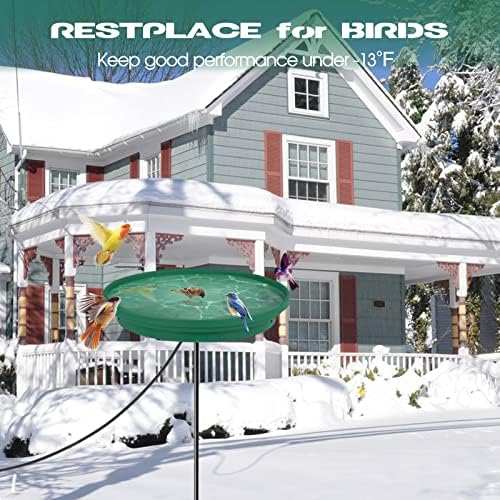 Kerrogee Isıtmalı Kuş Banyosu, Kışın Dış Mekan için 75W Termostatik Kase Kuş Besleyici, Zihinsel Standlı Kuş Banyosu, Bahçe için