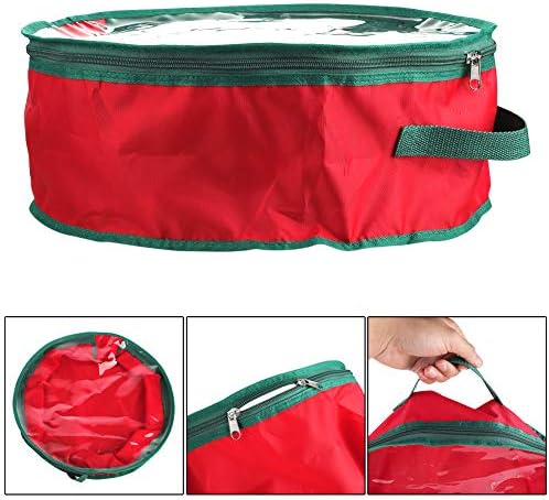 MSUIINT Noel Çelenk saklama çantası 2 Pcs Tatil Çelenk Konteyner ile Temizle Pencere Çift Fermuarlı Kolları Gözyaşı Dayanıklı