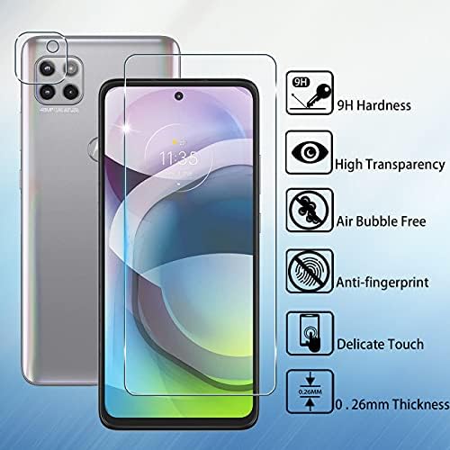 shuihozideda [4 Paket] Motorola One 5G Ace Ekran Koruyucu için 2 Paket + Kamera Lens Koruyucu (2 Paket) Temperli Cam, HD Clear