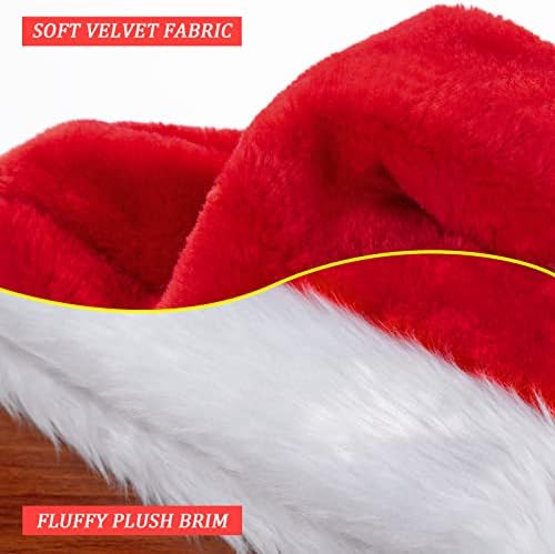 Noel Şapka,Santa Şapka,Noel Tatil Şapka Yetişkinler için, Unisex Kadife Klasik Santa Şapka Noel Yeni Yıl Şenlikli Tatil Parti