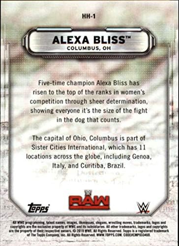 2019 WWE Topps Pazartesi Gecesi Ham Memleketi Kahramanlar HH-1 Alexa Bliss Resmi Güreş Ticaret Kartı