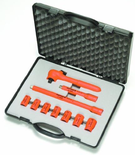 KNİPEX Tools - 10 Parça Soket Seti, 3/8 Sürücü, Metrik, 1000V İzoleli (989911S4)