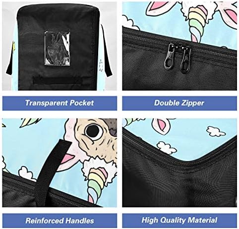 N / A Underbed Büyük Kapasiteli Saklama çantası-Komik Pug Unicorn Yorgan Giyim Organizatör Dekorasyon Dayanıklı Fermuar Hareketli