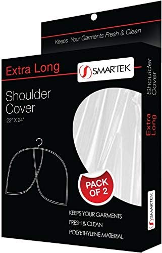 Smartek (Model 2224 Ekstra Uzun Şeffaf Vinil Dayanıklı Omuz Kapakları (2 Paket) Takım Elbise ve Giyim klozet organizatörü için