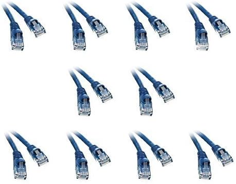 10 Paket, Cat5e Mavi Ethernet Yama Kablosu, Takılmayan / Kalıplanmış Önyükleme, 5 Ayaklar