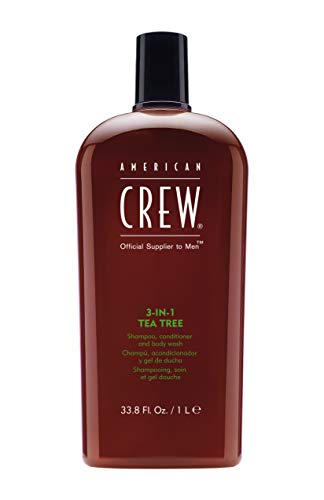 American Crew tarafından Erkekler için Şampuan, Saç Kremi ve Vücut Yıkama, 3'ü 1 arada, Çay Ağacı Kokusu, 3,3 Floz