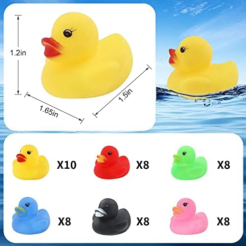 SHAIYJ 50 Pcs Mini Renkli Kauçuk Ördekler Şamandıra Ördek Bebek banyo Oyuncak için Duş/Doğum Günü/Parti Dekorasyon Malzemeleri