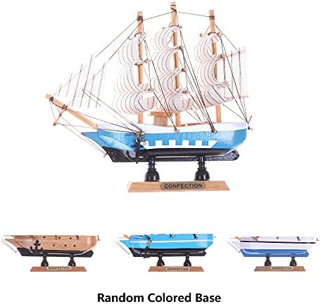 Beautyflier 6.5 İnç Akdeniz Deniz Tarzı Ahşap El Işi Yelkenli Gemi Tekne Modeli Süs Denizcilik Ev Masaüstü Dekorasyon