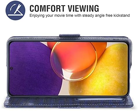 Samsung Galaxy ile uyumlu A82 5G / Kuantum 2 Cüzdan Kılıf ile Temperli Cam Ekran Koruyucu ve Deri Flip Kart tutucu Standı Cep