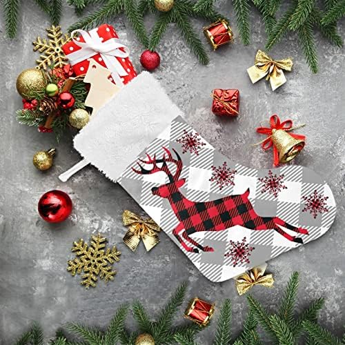 MCHIVER Kırmızı Geyik Noel Çorap Klasik Çiftlik Noel Stocking 18 inç Santa Stocking Süslemeleri için tag1