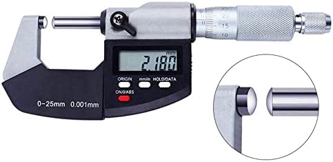 FUDAGJ Dijital Kumpas 0-25mm Dijital Ekran Micromete, Tüp Mikrometre Çift Bilyalı Örs Yuvarlak Karbür Uçlu Boru Silindir, Her