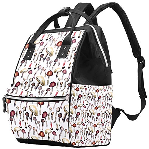 El Boyalı Vahşi Mantar Desen Bebek bezi sırt çantası Çok Fonksiyonlu Büyük Kapasiteli Laptop Sırt Çantası Fermuar Rahat Seyahat