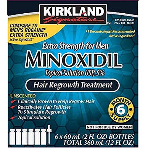 Kirkland Signature Saç Büyütme Tedavisi Erkekler için Ekstra Güç %5 Minoksidil Topikal Solüsyon, 12 Fl Oz - 4 Paket