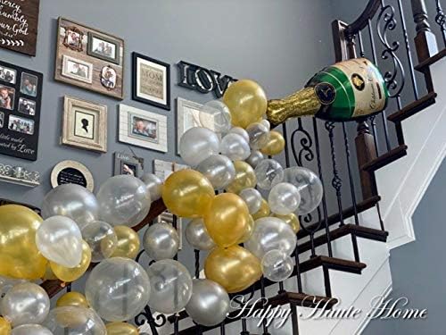 88 PCS şampanya şişesi Balon Çelenk Kemer Kiti, altın Gümüş Temizle Balonlar için Doğum Günü Partisi, Doğum Günü Düğün Gelin