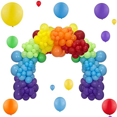 Gökkuşağı Balonlar Çelenk Kiti 90 Pcs Karışık Boyutu 5/12/18 İnç Çeşitli Renk Balonlar Lateks Balon Parti Balonlar için Doğum