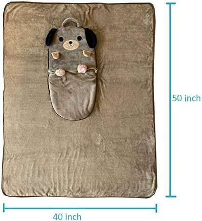 YUXO 2-in-1 Sevimli Peluş Yastık Şekerleme Bebek Klima Battaniye Ofis Kız Hediye Ev Seyahat Kullanımı (Renk: Kahverengi)