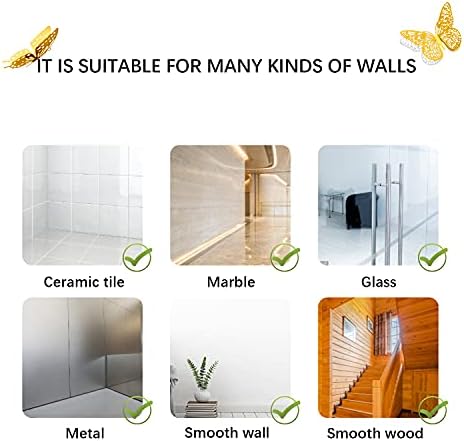 3D Kelebek Duvar Çıkartmaları, 48 Adet 4 Stilleri 3 Boyutları, çıkarılabilir Metalik Duvar Sticker Odası Duvar Çıkartmaları Dekorasyon