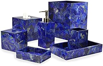 Lüks Banyo için Lapis Lazuli Mermer Banyo Seti, Banyo Aksesuarları Mermer Seti, Ev Dekorasyonu için Sabunluk Seti, 7 Adet Set