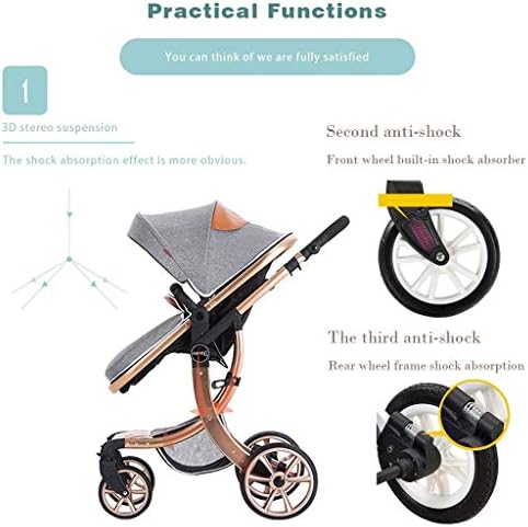 Bebek Kız için JIAX Strollers, Bebek Arabası 3-in-1 Bebek Arabası Yenidoğan Toddler Darbeye Dayanıklı Katlanabilir Pram Arabası