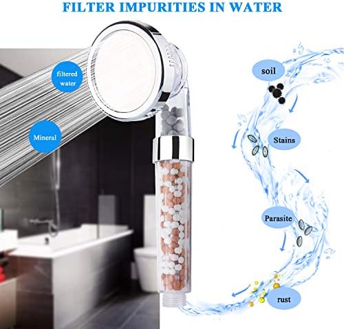 ımtfzct Yüksek Basınçlı Duş Başlığı, Ayrılabilir Filtre Showerhead ile 3 Ayarı, Su Tasarrufu ve Arındırmak Su Kalitesi, taş Filtre