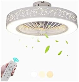 DİAOD Yuvarlak Tavan Lambası-Işıklı Tavan Vantilatörü, Görünmez Akrilik Bıçak Metal Kabuk Tavan ışık Fanı, LED Uzaktan Kumanda