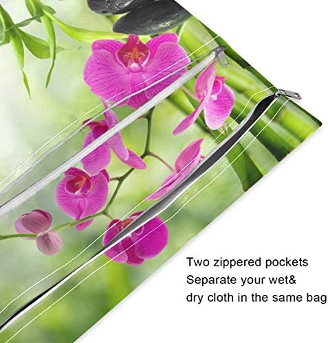 KEEPREAL Zen Dao Orkide siyah taş Baskı su geçirmez ıslak çanta - makinede yıkanabilir / ıslak kuru çanta için bez çocuk bezi,