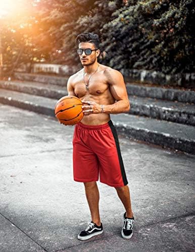 COOFANDY erkek 2-Pack basketbol şortu Kuru Fit Örgü Egzersiz Koşu Şort Aktif Atletik Performans Şort ile Cepler
