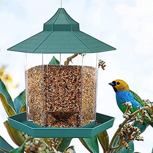 SLATİOM Plastik Büyük Haging Vahşi Kuş Besleyici Açık Bahçe Parkı Konteyner ile Halat Yağmur Geçirmez Besleme Altıgen Şekilli