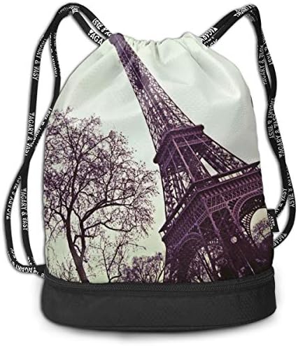 İpli sırt çantası Romantik Vintage Paris Eyfel Kulesi çanta