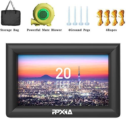 PPXIA 20ft Şişme Film Ekran Açık Projektör Ekran ile Hava Üfleyici, Tie-Çıkışlar, Tamir Kiti ve Saklama Torbaları, ön ve Arka