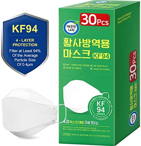 [30 Maskeler] [KLEANNARA] KF94 Balık Tipi Maske 4 Katmanlı Premium 3D Tasarım Yüz Maskesi Yetişkin için Güvenlik(Beyaz). Nefes