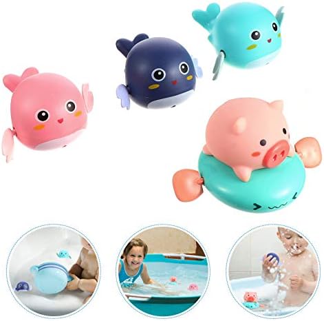 Balacoo 8 Pcs Rüzgar Up banyo oyuncakları Karikatür Hayvan su oyuncakları Clockwork Yüzen Hayvan Banyo Oyuncak Yüzmek Havuzu