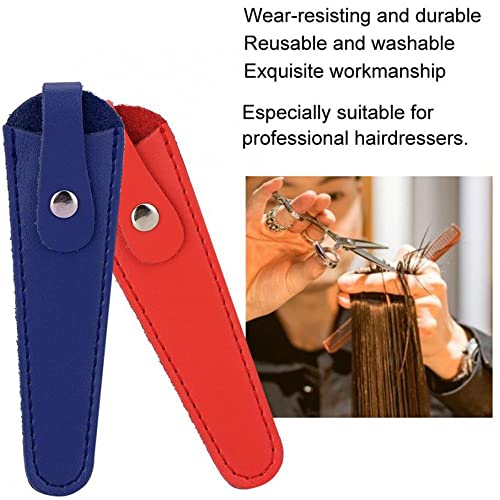 PU Deri Kuaförlük Araçları Saklama Çantası Deri Kılıf Makas Kapak Koruyucu Kapak Berber Paket Saç Makas Çanta(mavi)