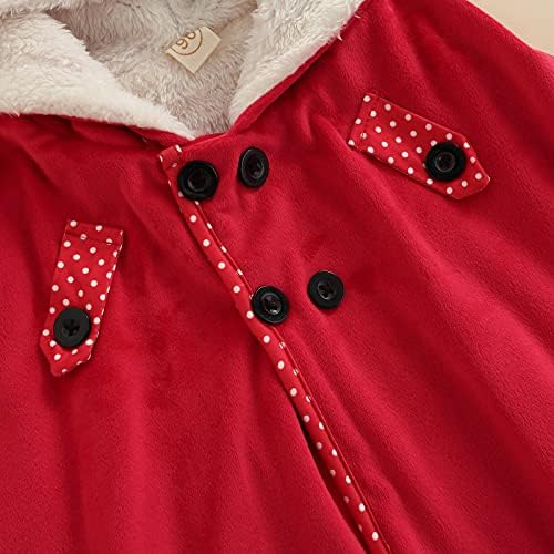 Bebek Bebek Kız Noel Kıyafetler Dantel Kapşonlu Panço Cape Cloak Coat Sıcak Polar Ceket Noel Giysileri