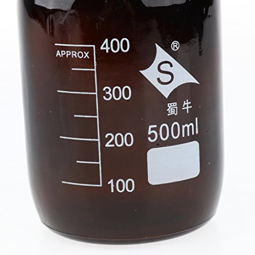 Homyl Mezun Cam Genişlik Ağız Reaktif Şişesi 100, 250, 500,1000 ml Kahverengi-Kahverengi, 500ml