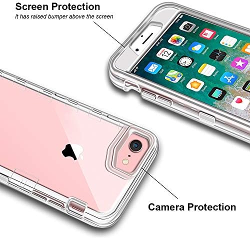 Anuck iPhone için kılıf SE 2020 Kılıf, iPhone 8 Kılıf, iPhone 7 Kılıf 4.7, 3 in 1 Ağır Defender Darbeye Dayanıklı Tam Vücut Şeffaf