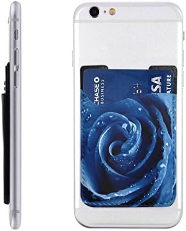 Güzel Mavi Gül İllüstrasyon Telefonun Arkası için Kart Tutucu Kredi Kartı Tutucu Olarak Cüzdana Yapışkan Çubuk Cep Telefonu Paketi