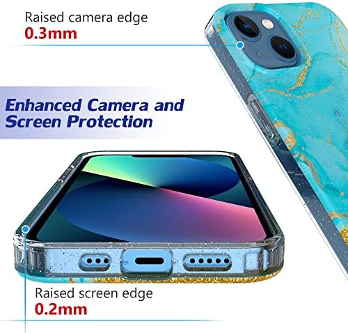 PUXICU Koruyucu Kılıf iPhone 13 2021 ile Uyumlu, 6.1 inç iPhone 13 için Sert Sağlam Darbeye Dayanıklı Koruyucu Kapak-Mavi